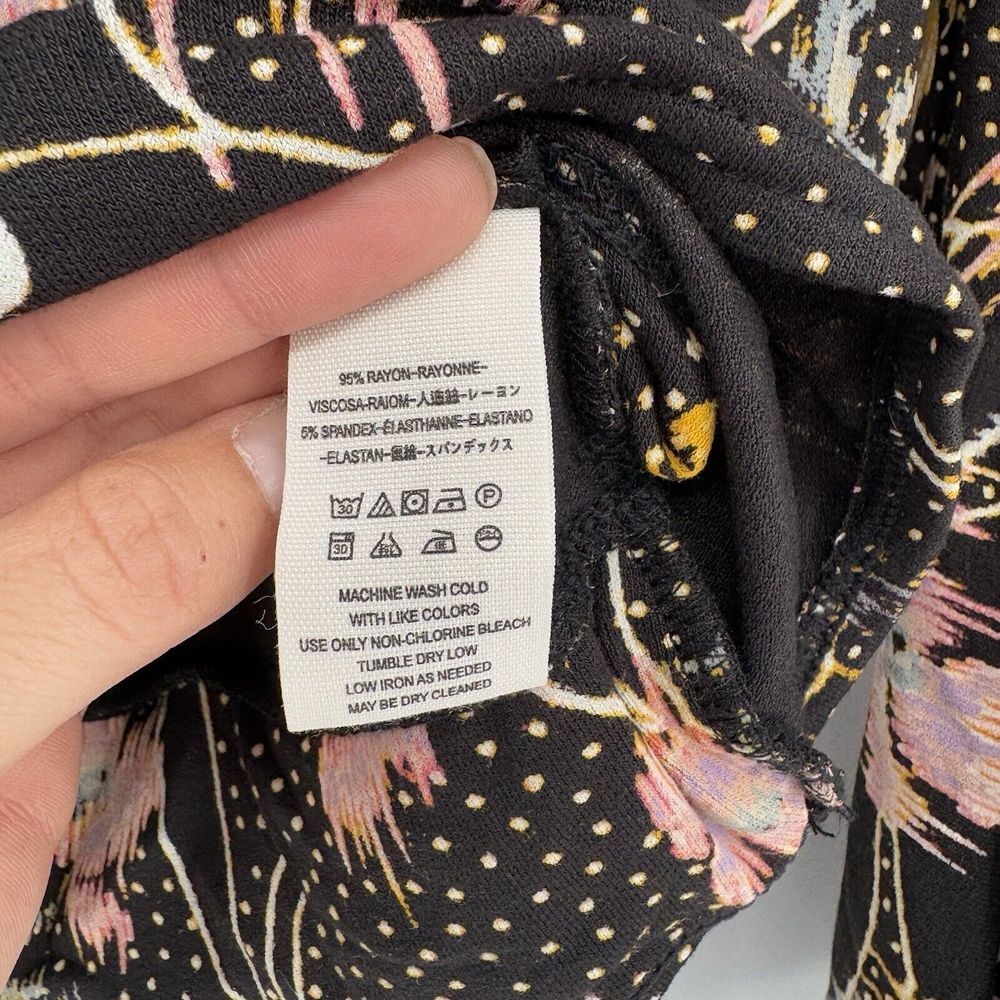 Free People Boho‎ Floral Peasant Blouse Last Time Women's Size XS Keyhole Top - Picture 7 of 8